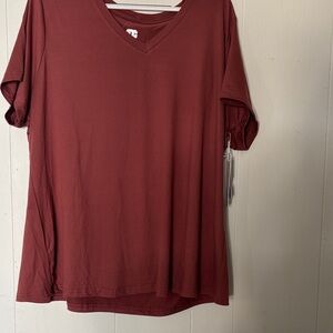 Elegant Maroon V-Neck Women's Tee